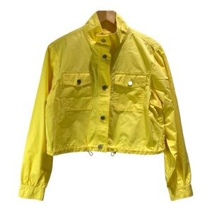 New Michael Michael Kors Funnel Neck Jacket Size 6 Yellow Cotton Ptp 19.5